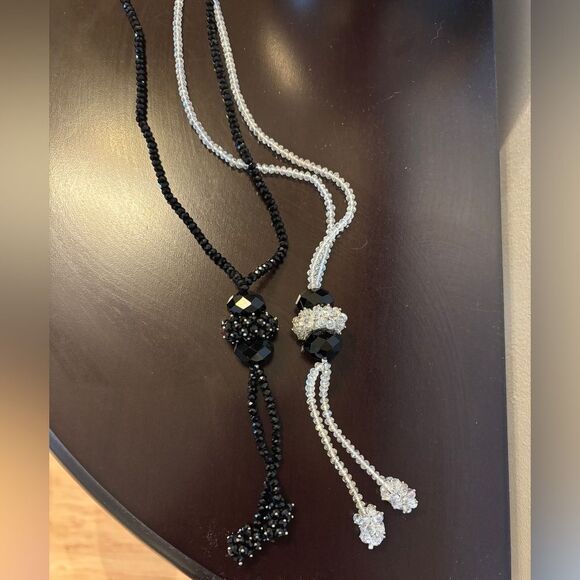 Vintage Austrian Crystal flapper necklace w black crystals - Picture 12 of 12